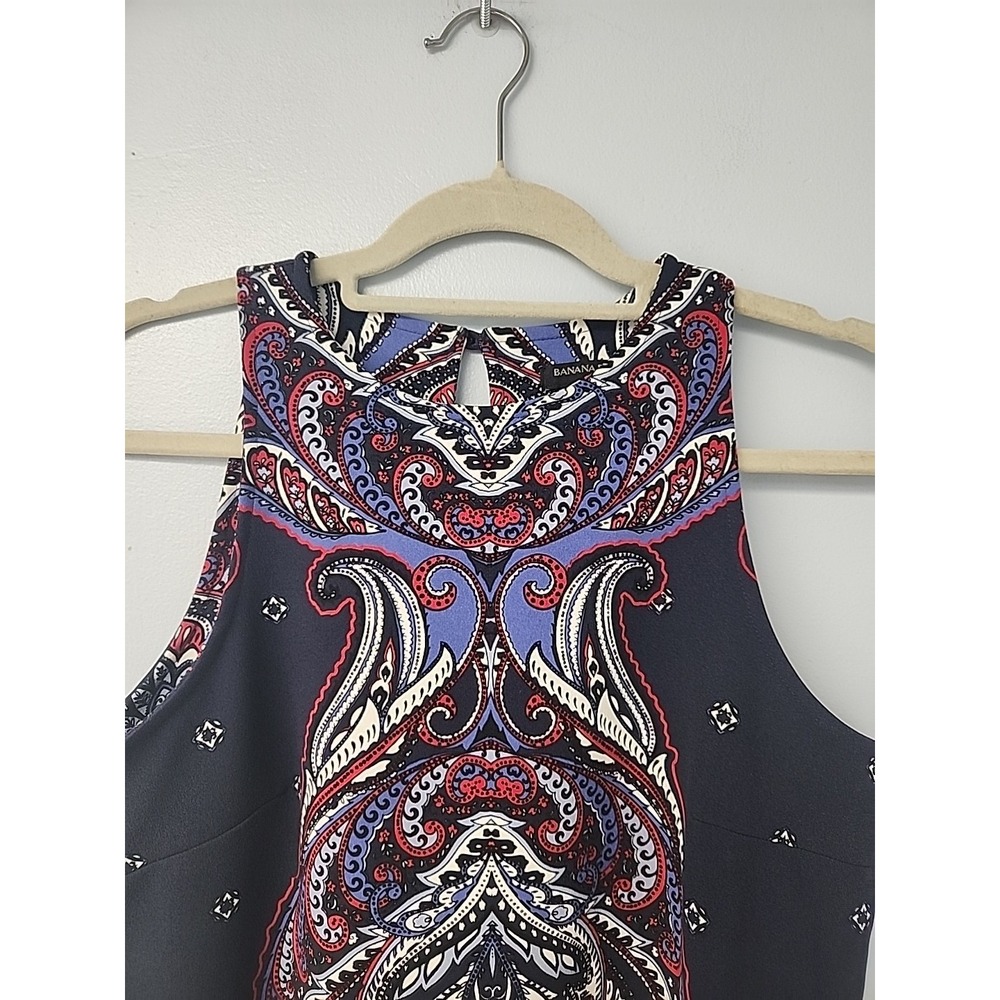 Banana Republic Womens Sheath Dress Stretch Navy Paisley Print SZ 6 - Picture 2 of 6